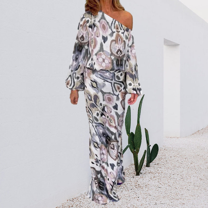đ„ SpĂ©cial Ă©tĂ© đ„Ensemble de Robes AsymĂ©triques au Motif Abstrait