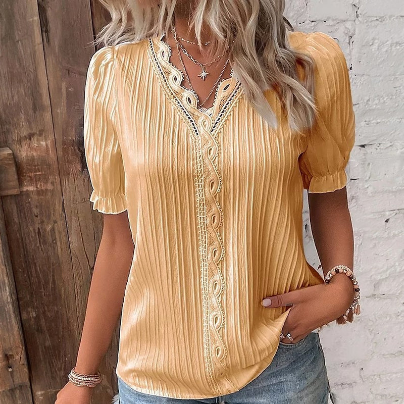 Chemise Elégante en Dentelle à col en V