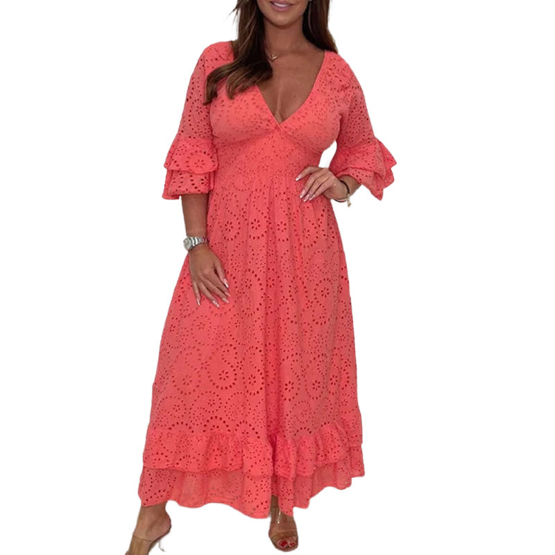 đSpĂ©cial Ă©tĂ©đRobe brodĂ©e ample Ă taille haute