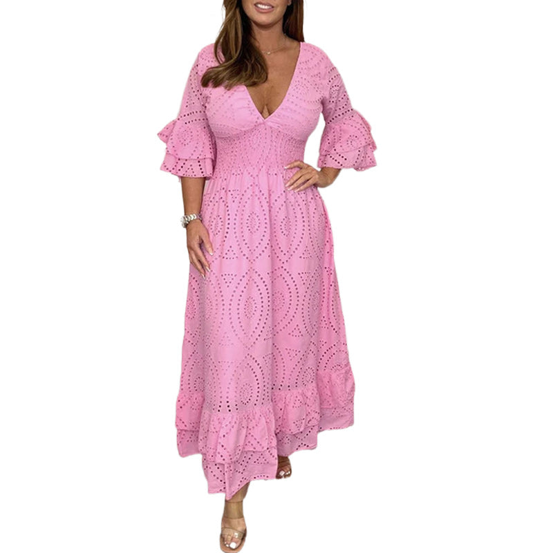đSpĂ©cial Ă©tĂ©đRobe brodĂ©e ample Ă taille haute