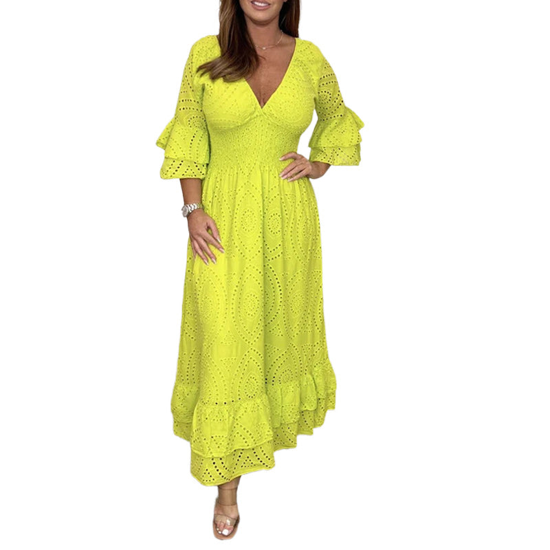 đSpĂ©cial Ă©tĂ©đRobe brodĂ©e ample Ă taille haute