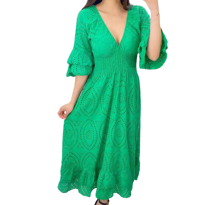 đSpĂ©cial Ă©tĂ©đRobe brodĂ©e ample Ă taille haute
