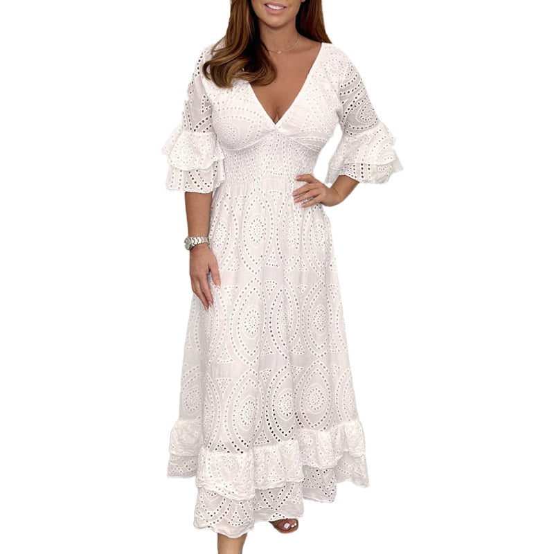 đSpĂ©cial Ă©tĂ©đRobe brodĂ©e ample Ă taille haute