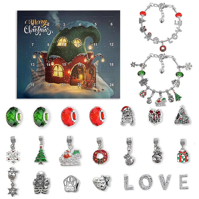 Calendrier de compte à rebours de 24 jours, ensemble de bracelets de calendrier de l'avent de noël à faire soi-même