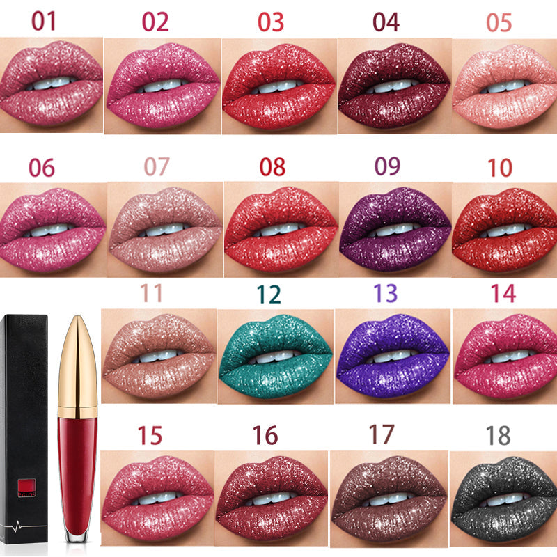 Rouge à lèvres longue durée brillant diamant 18 couleurs