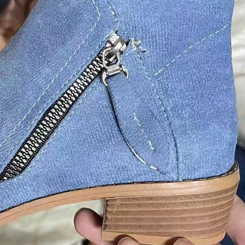 Bottines à Talons Épais et Fermeture Éclair Latérale pour Femmes