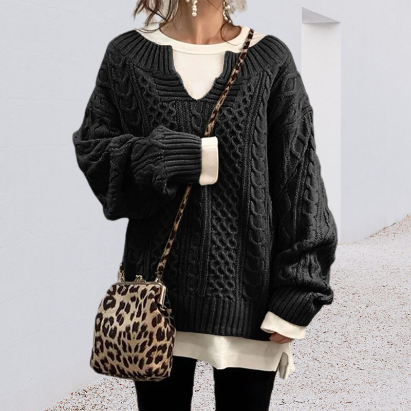 Pull ample en tricot torsadé