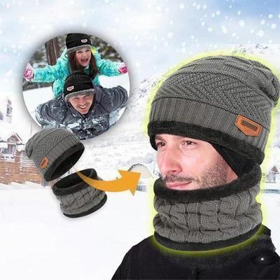 Ensemble Hiver Bonnet avec Ăcharpe en Tricot