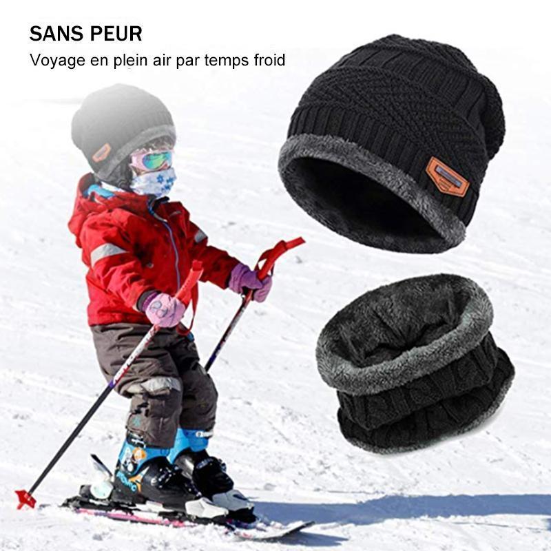 Ensemble Hiver Bonnet avec Ăcharpe en Tricot