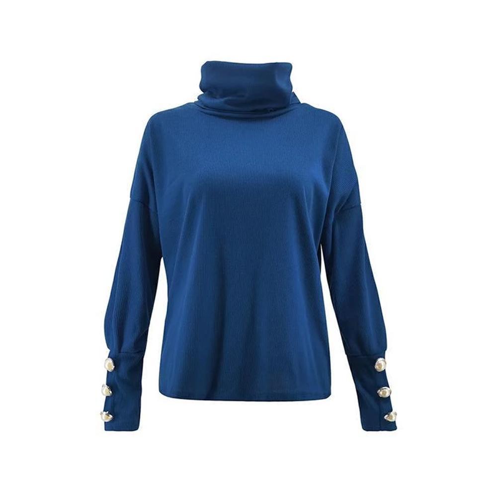 Pull décontracté uni à manches longues