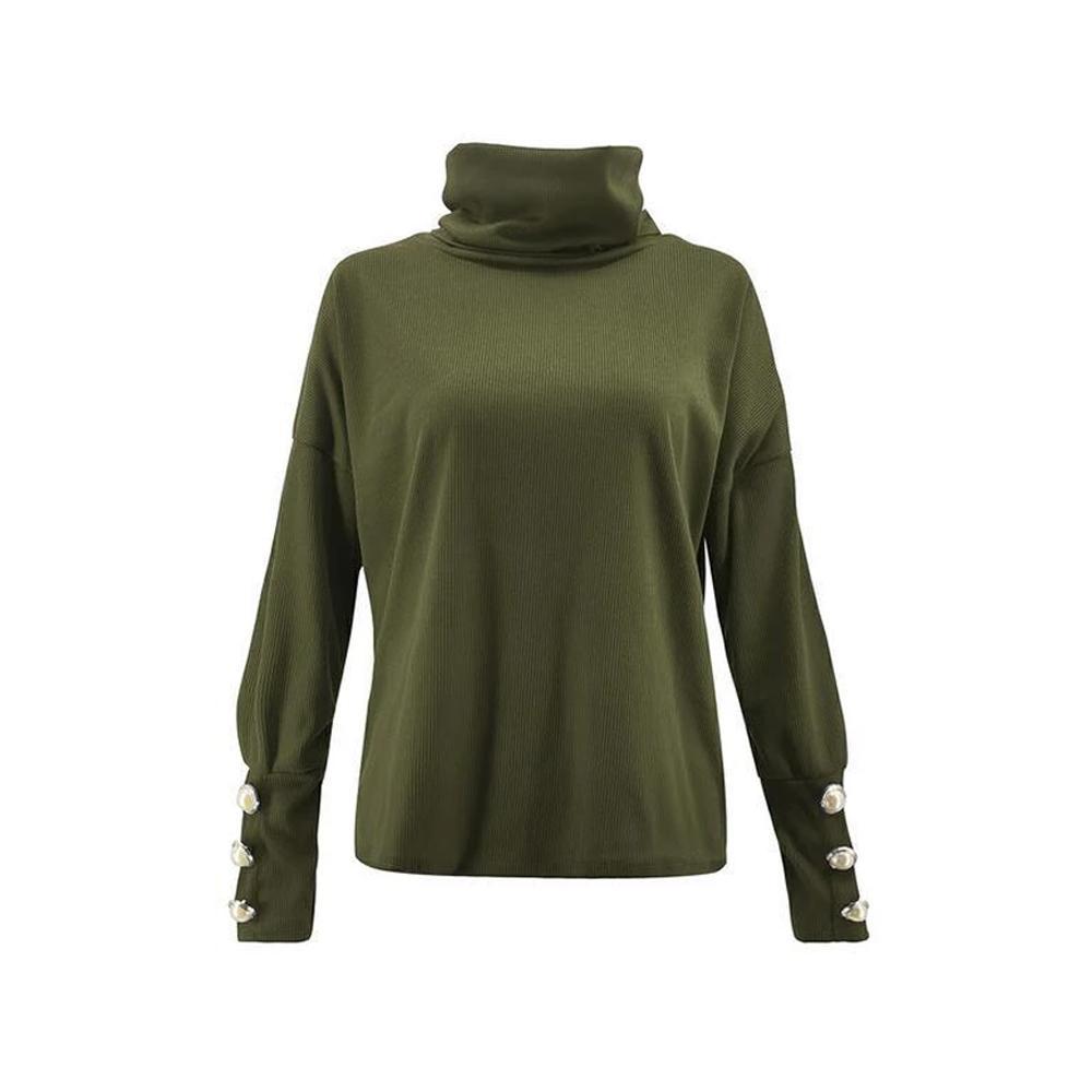 Pull décontracté uni à manches longues
