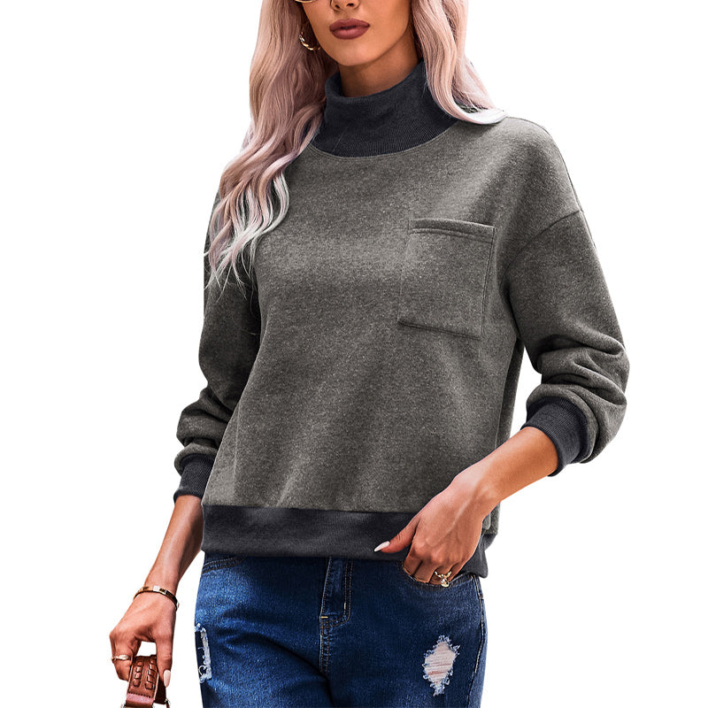 Col roulé uni avec poche