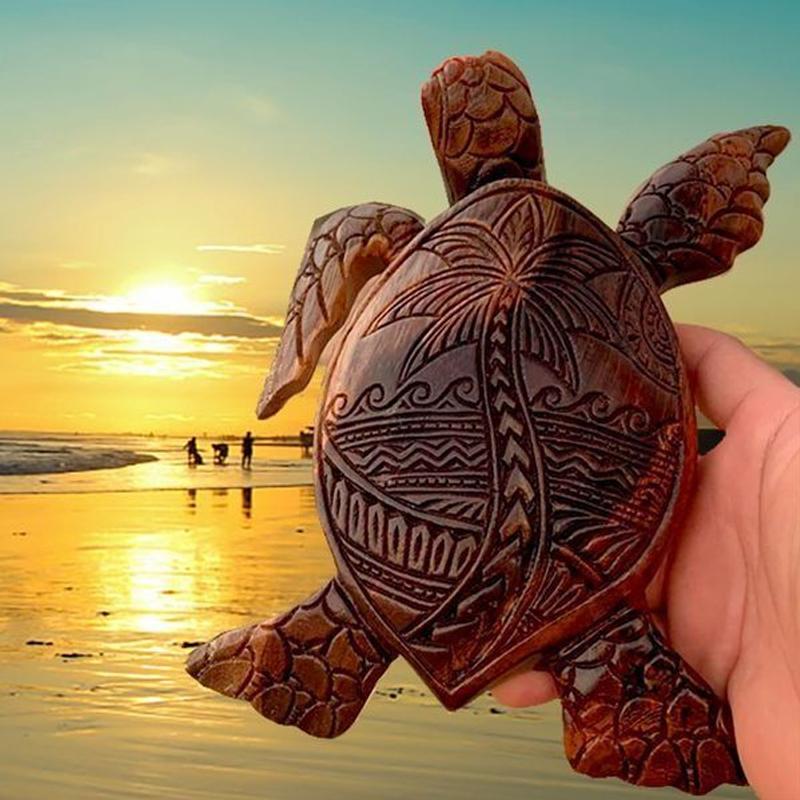 🎁Sculpture sur bois tortue hawaïenne