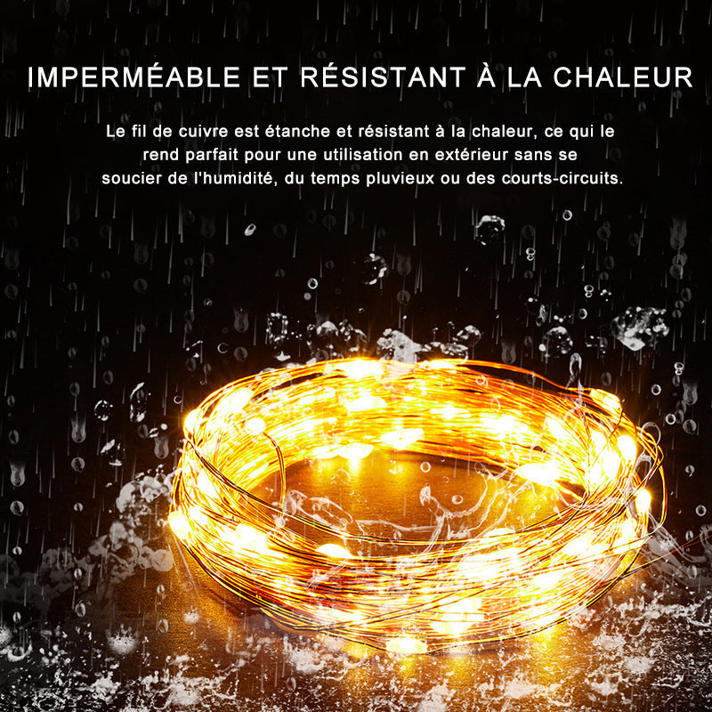 Guirlande lumineuse décorative en fil de cuivre USB