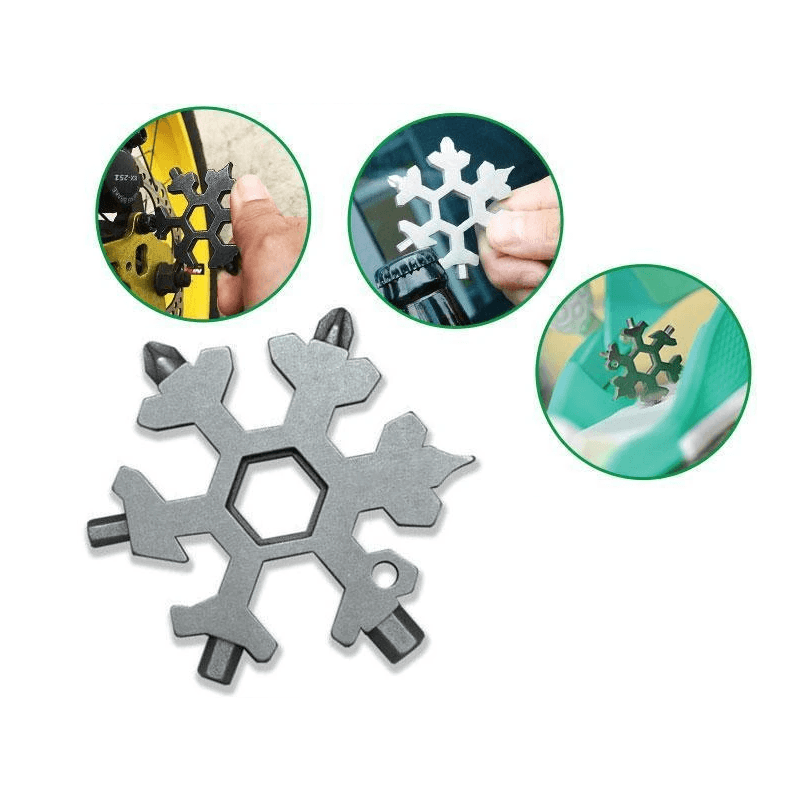 🎁Vente de Noël🎁Outil multifonction flocons de neige en acier inoxydable 18 en 1