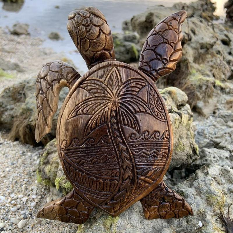🎁Sculpture sur bois tortue hawaïenne