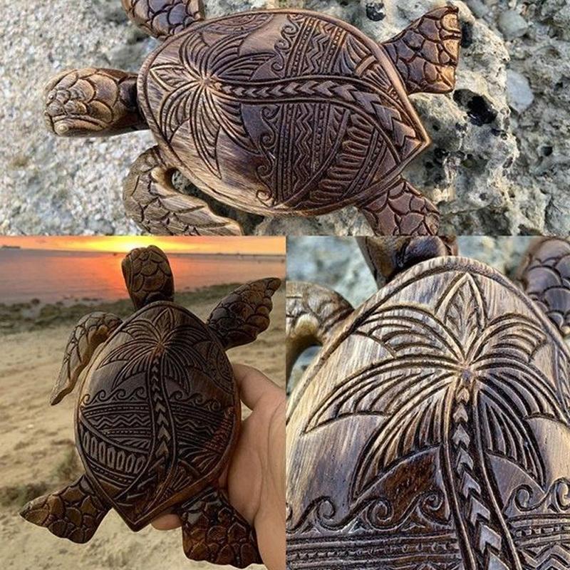 🎁Sculpture sur bois tortue hawaïenne