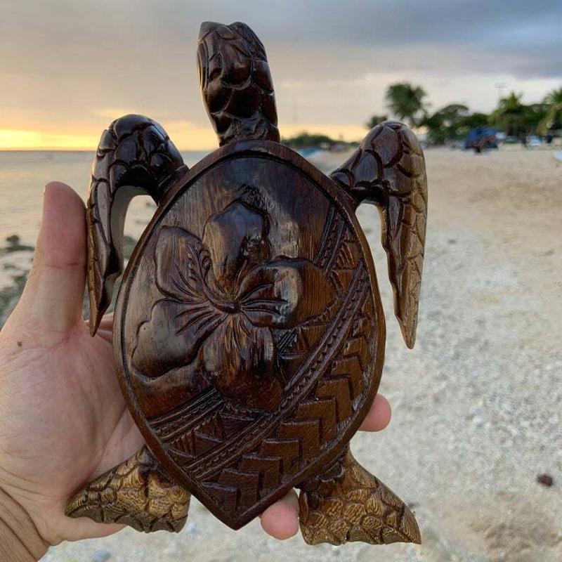 🎁Sculpture sur bois tortue hawaïenne