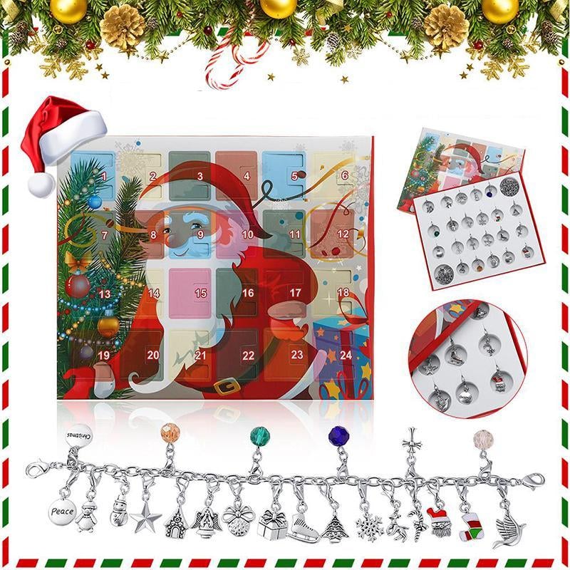 🎁Calendrier De Compte à Rebours 24 jours Bricolage Perlé Boîte Aveugle Cadeau De Noël Bracelet