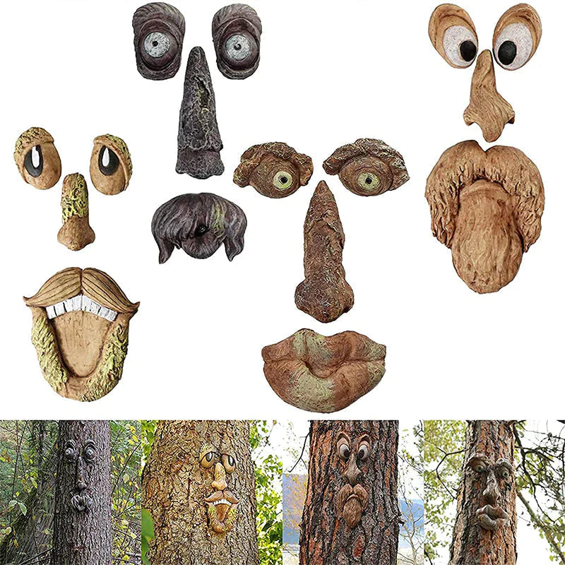 Décoration Extérieure de Visage d'Arbre