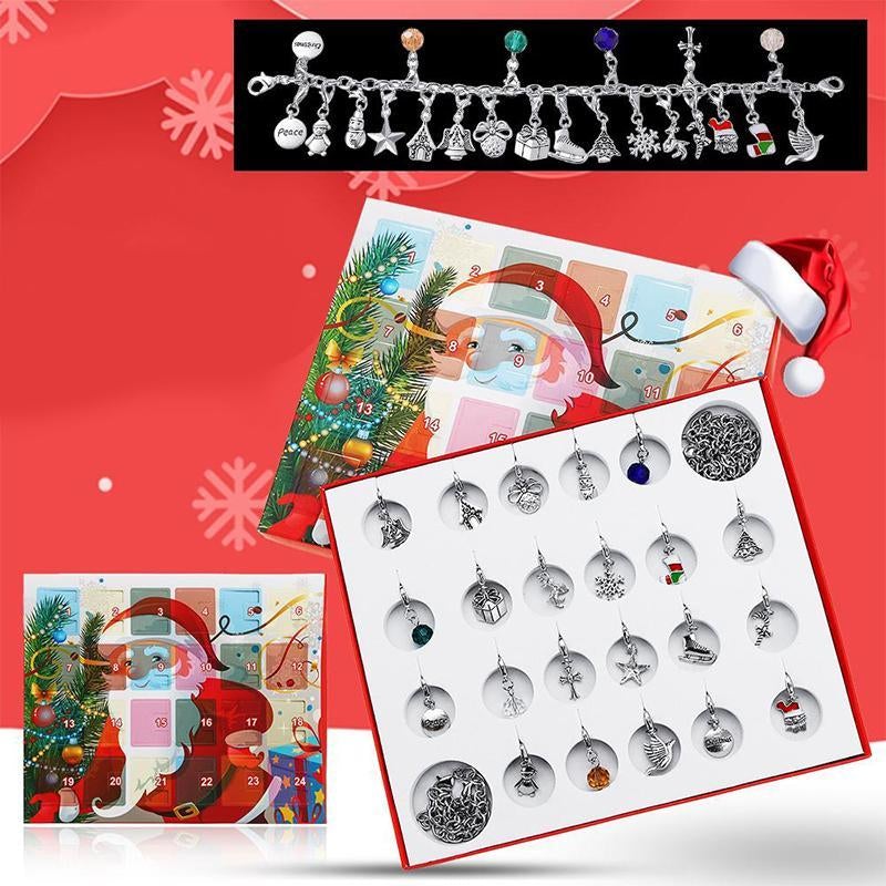 🎁Calendrier De Compte à Rebours 24 jours Bricolage Perlé Boîte Aveugle Cadeau De Noël Bracelet