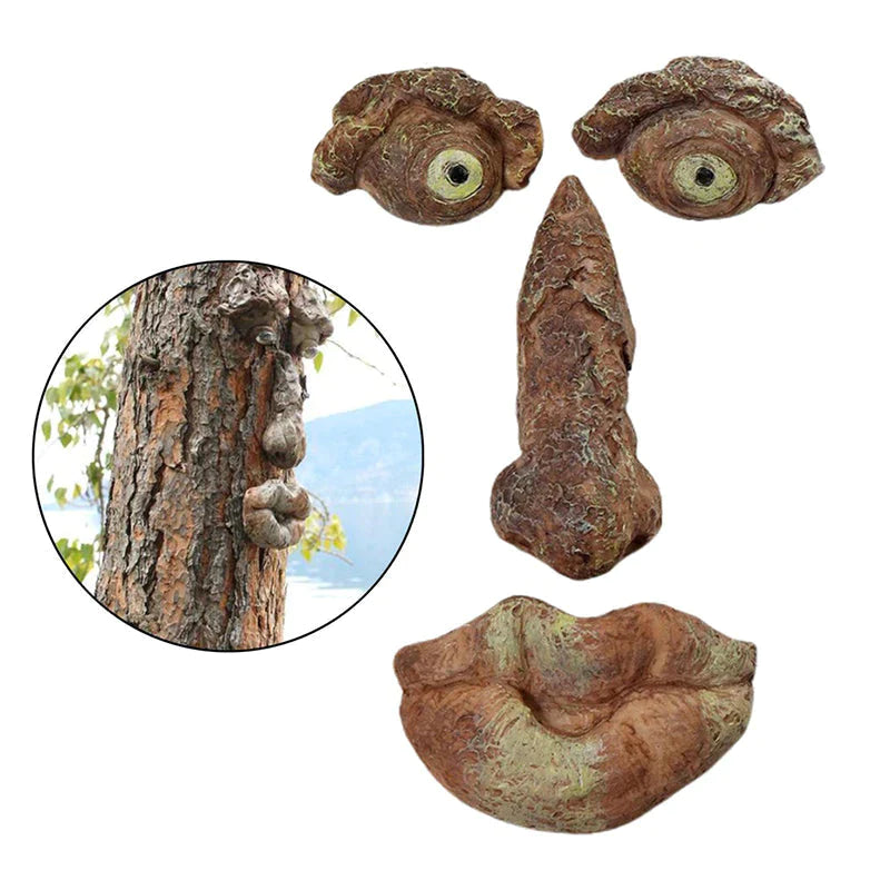 Décoration Extérieure de Visage d'Arbre