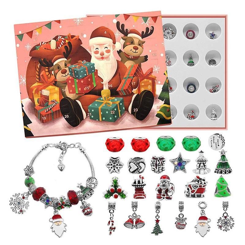 🎁Calendrier De Compte à Rebours 24 jours Bricolage Perlé Boîte Aveugle Cadeau De Noël Bracelet