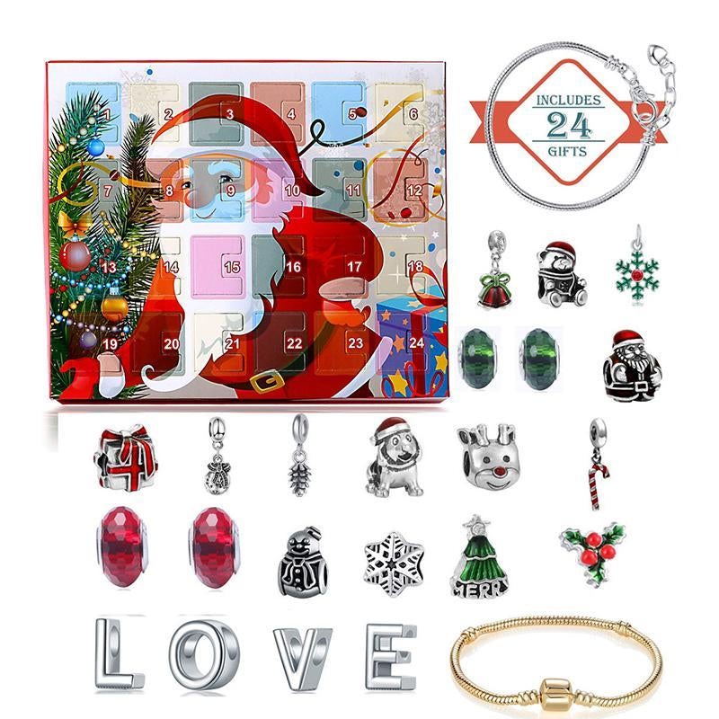 🎁Calendrier De Compte à Rebours 24 jours Bricolage Perlé Boîte Aveugle Cadeau De Noël Bracelet
