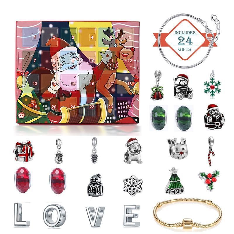 🎁Calendrier De Compte à Rebours 24 jours Bricolage Perlé Boîte Aveugle Cadeau De Noël Bracelet