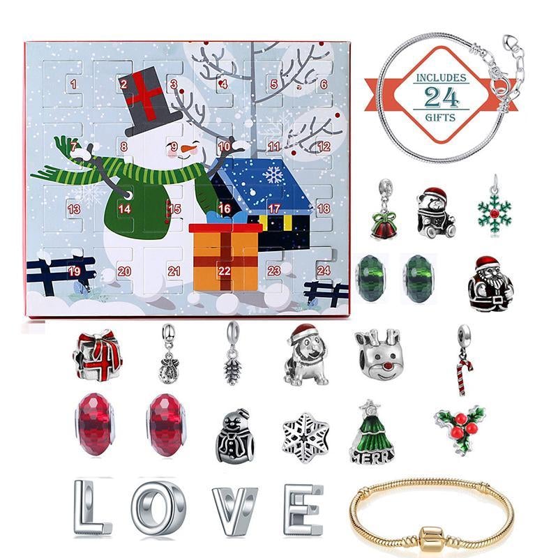 🎁Calendrier De Compte à Rebours 24 jours Bricolage Perlé Boîte Aveugle Cadeau De Noël Bracelet