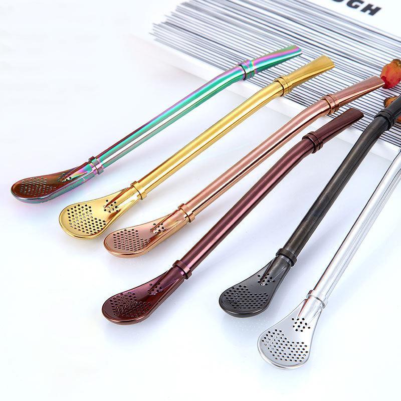 Cuillère à café paille en acier inoxydable
