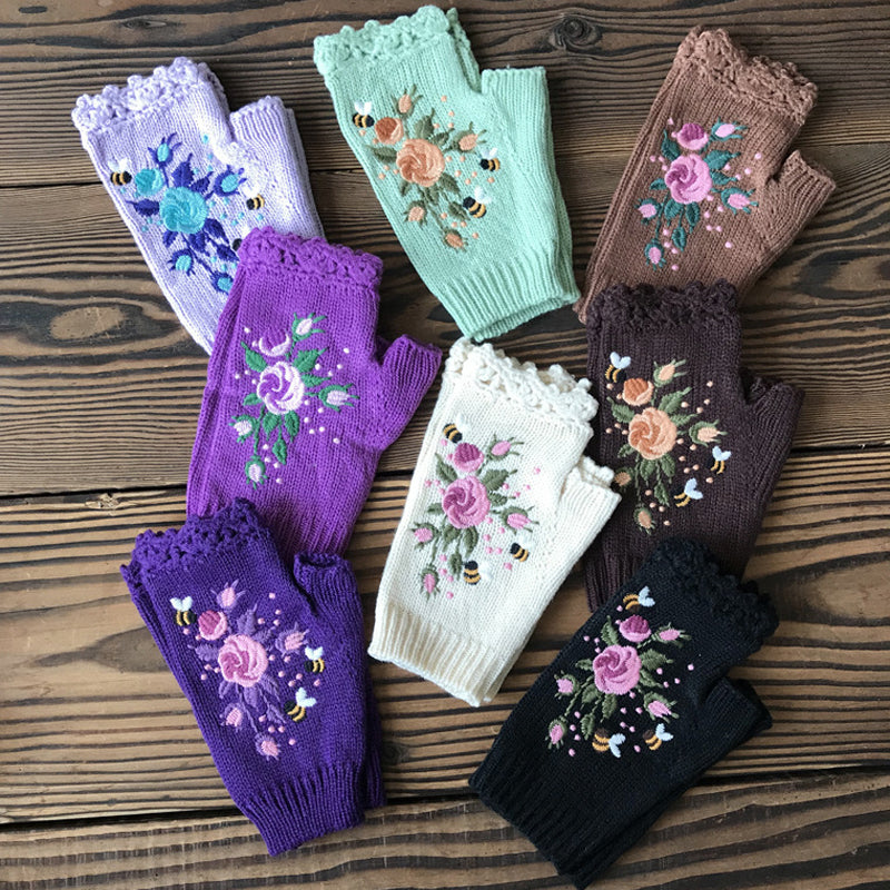 Gants chauds brodés