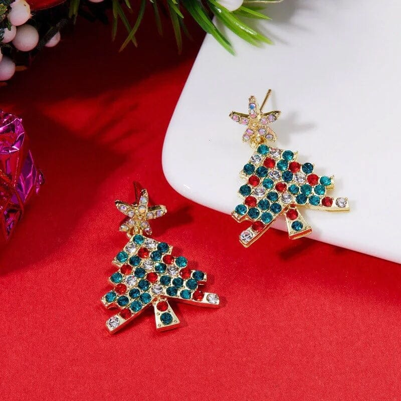 Boucles d'oreilles sapin de Noël scintillantes