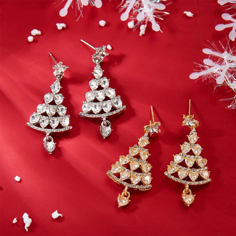 Boucles d'oreilles sapin de Noël scintillantes