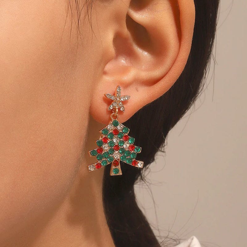 Boucles d'oreilles sapin de Noël scintillantes