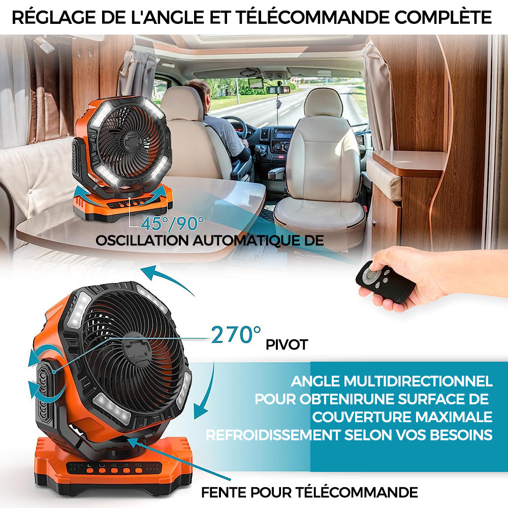 Ventilateur LED de Camping avec Lumière