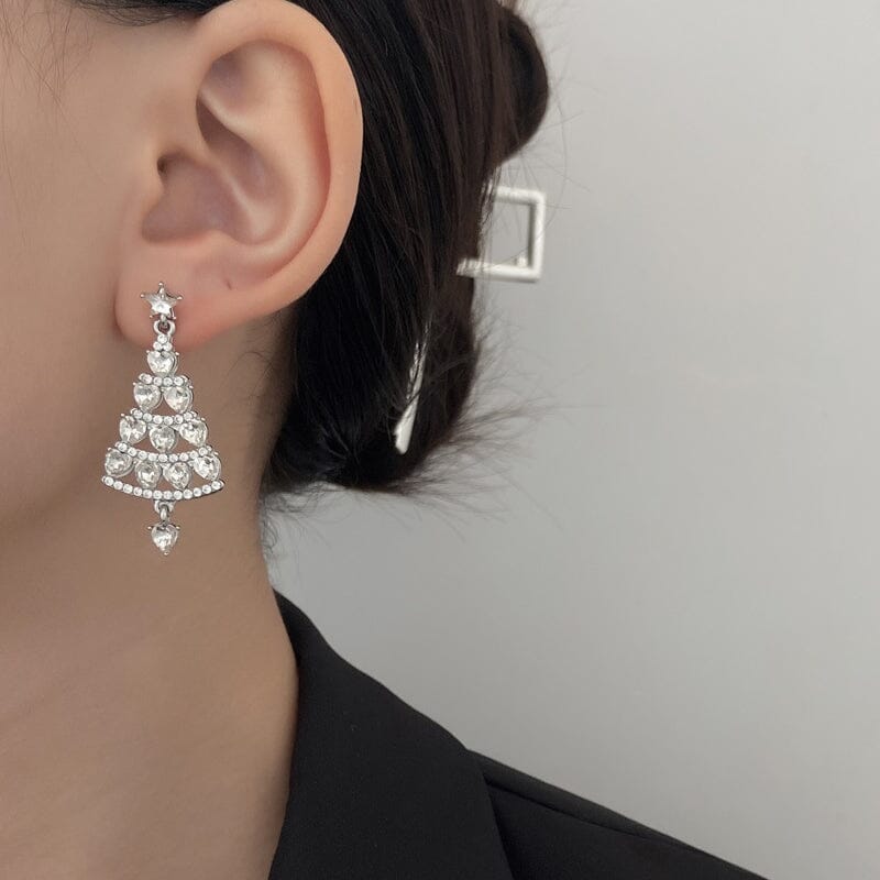 Boucles d'oreilles sapin de Noël scintillantes