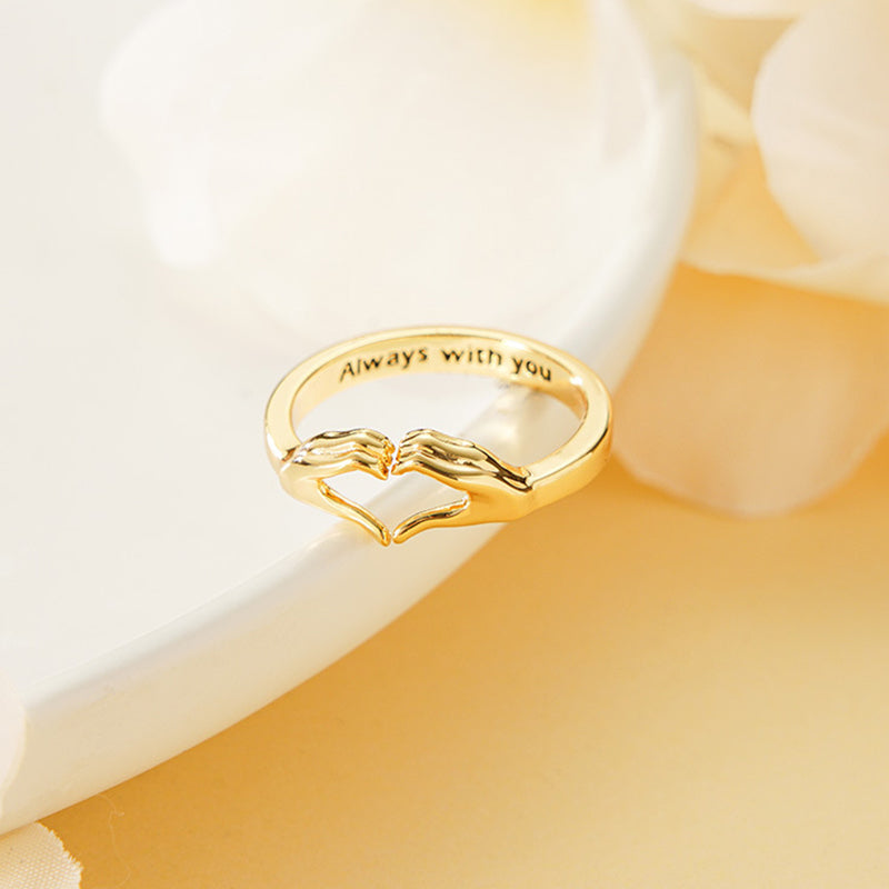 Bague de Couple de Mains Étreintes Aimantes