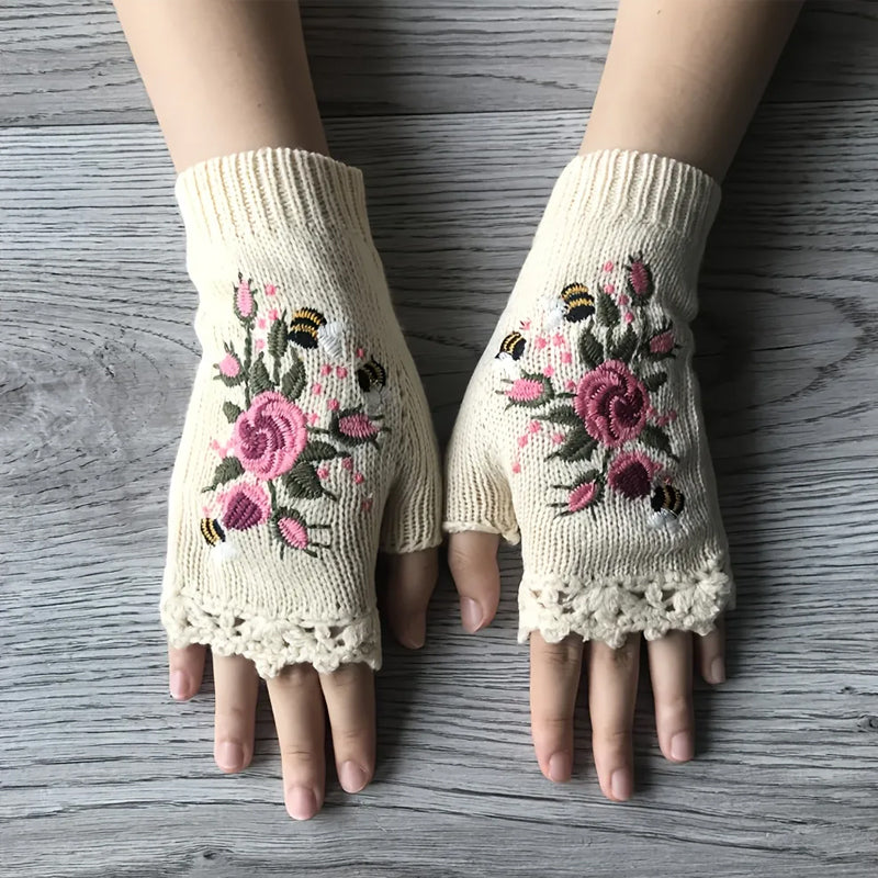 Gants chauds brodés