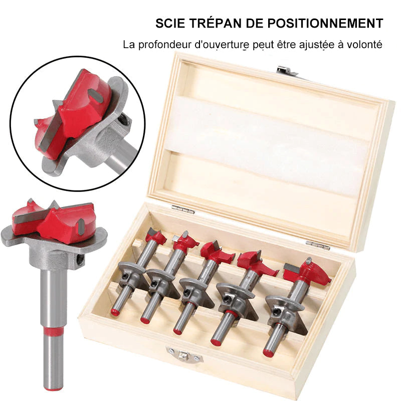 Jeu de mèches de positionnement pour le travail du bois