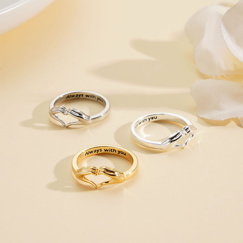 Bague de Couple de Mains Étreintes Aimantes