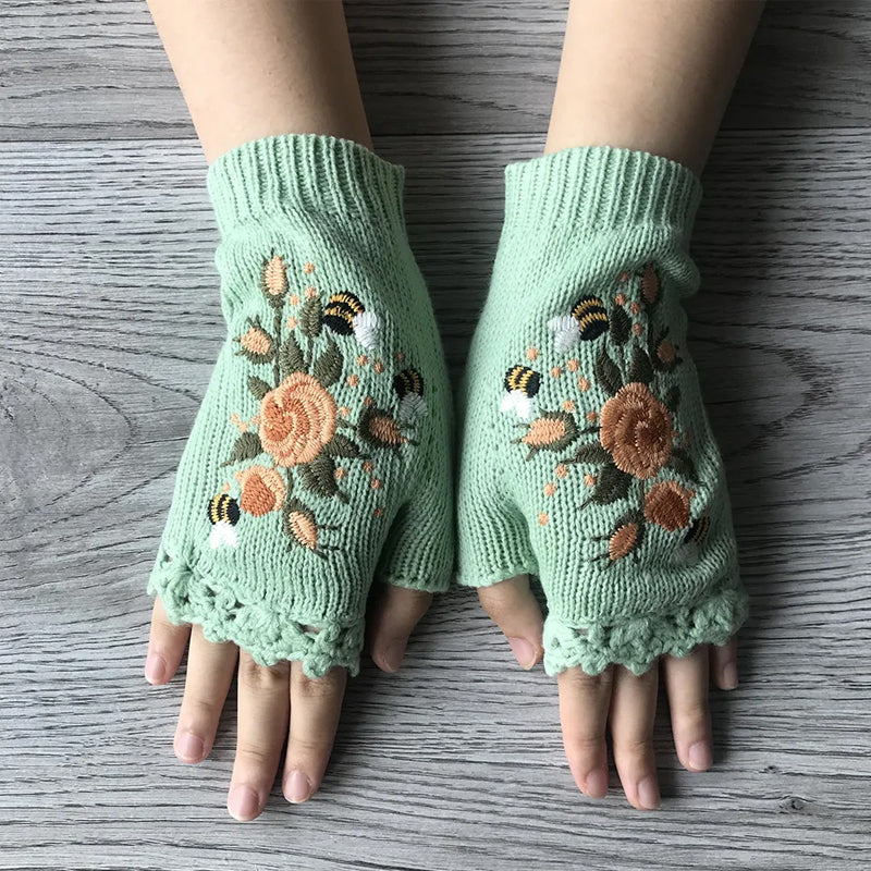 Gants chauds brodés