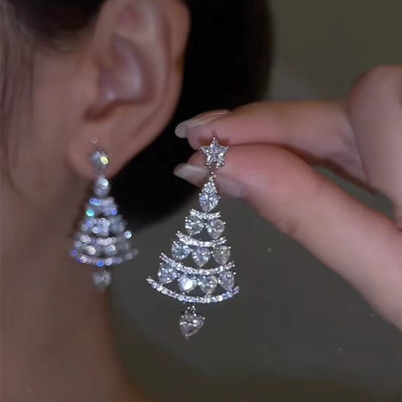 Boucles d'oreilles sapin de Noël scintillantes