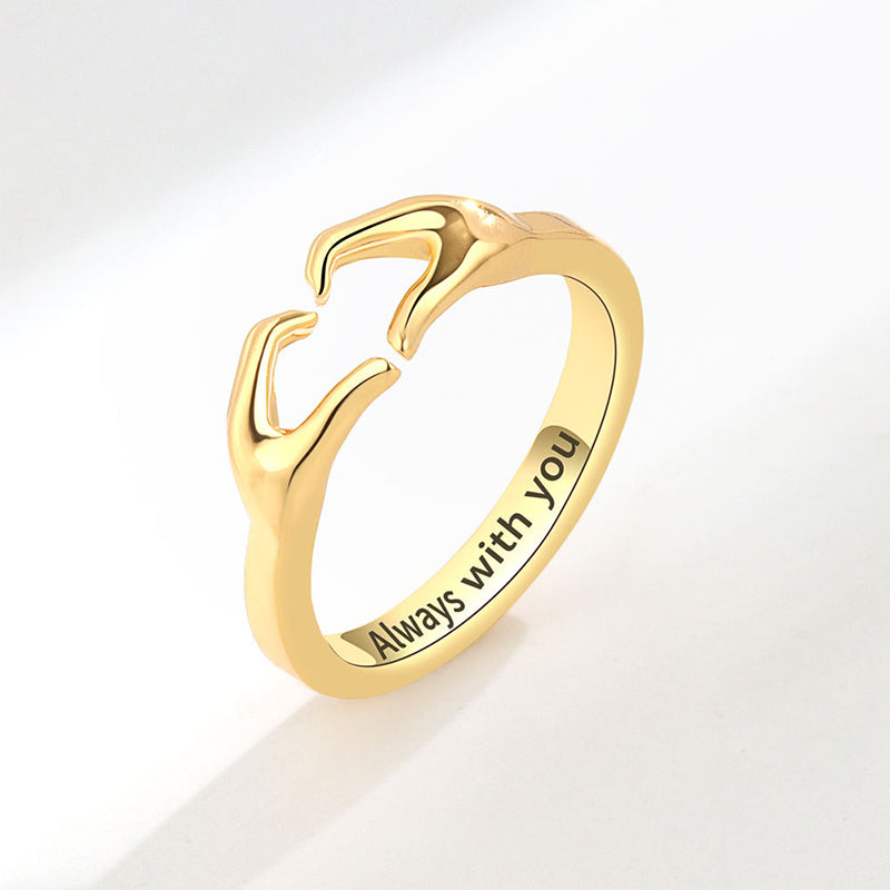 Bague de Couple de Mains Étreintes Aimantes