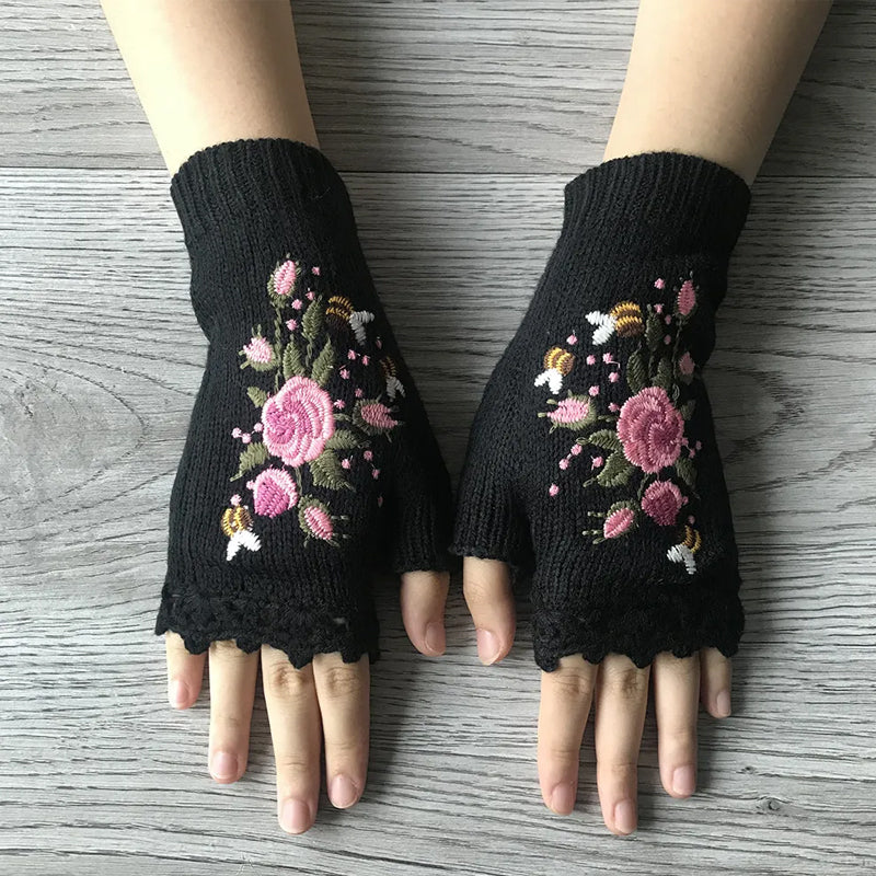 Gants chauds brodés