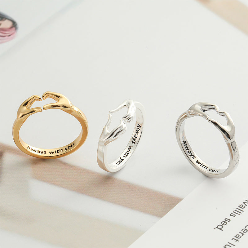 Bague de Couple de Mains Étreintes Aimantes