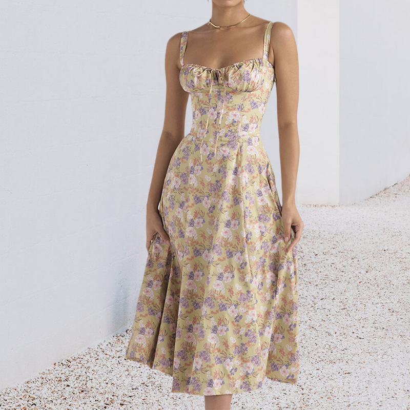 Robe d'été Bustier à Imprimé Carmen