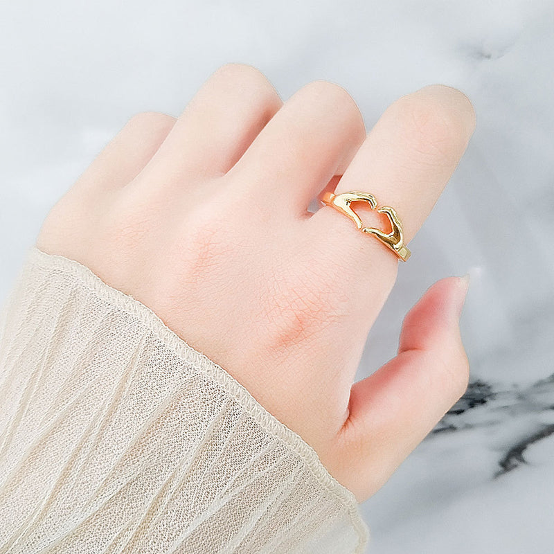 Bague de Couple de Mains Étreintes Aimantes