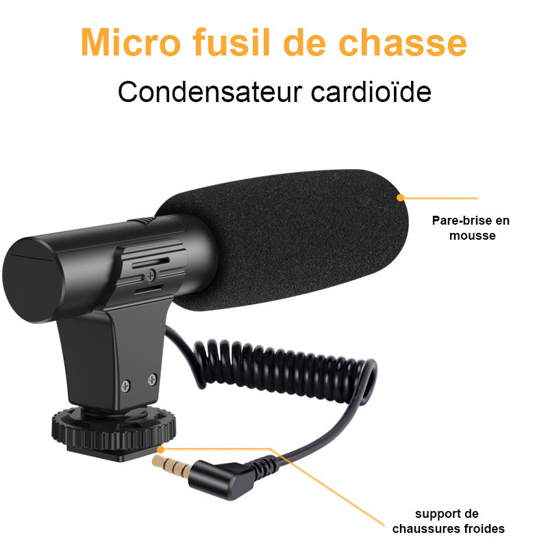 Kit de microphone vidéo professionnel avec trépied et lumière LED