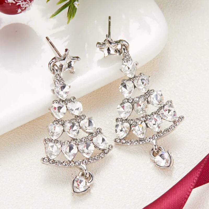 Boucles d'oreilles sapin de Noël scintillantes